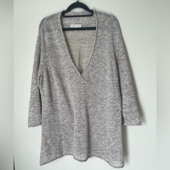 Coldwater Creek Women’s Linen Cotton V-Neck Coastal Sweater Tunic Plus Size 2X - Picture 2 of 13